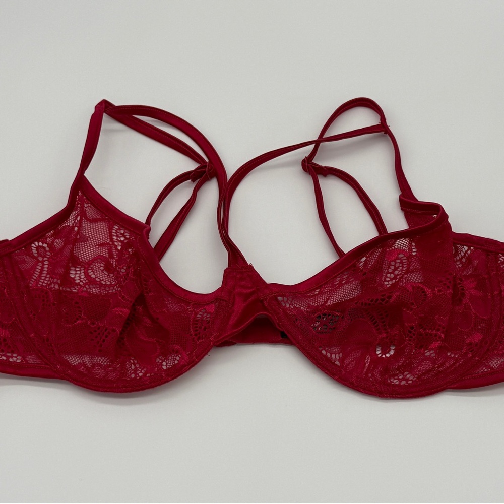 Soft and Sexy Demi-Cup Red Lace Bra